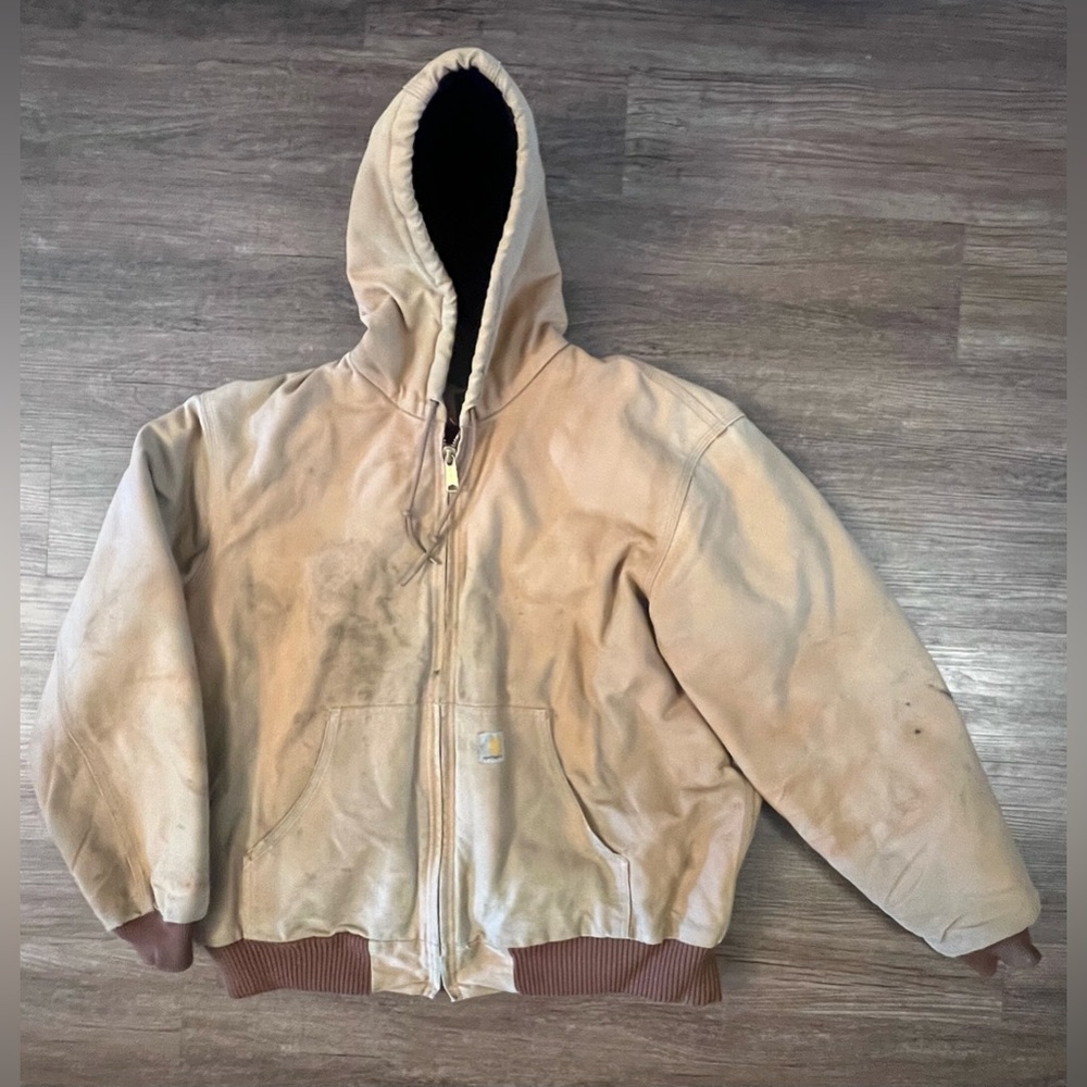Carhartt Distressed Duck Insulated Flannel-lined Hooded Jacket‎ 0J0140-M Size XL